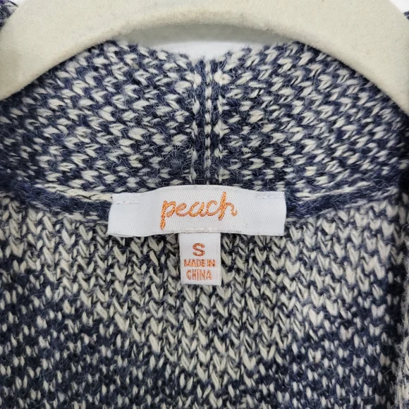 Peach Long Argyle Open Front Grandpa Cardigan Sweater - Picture 3 of 4